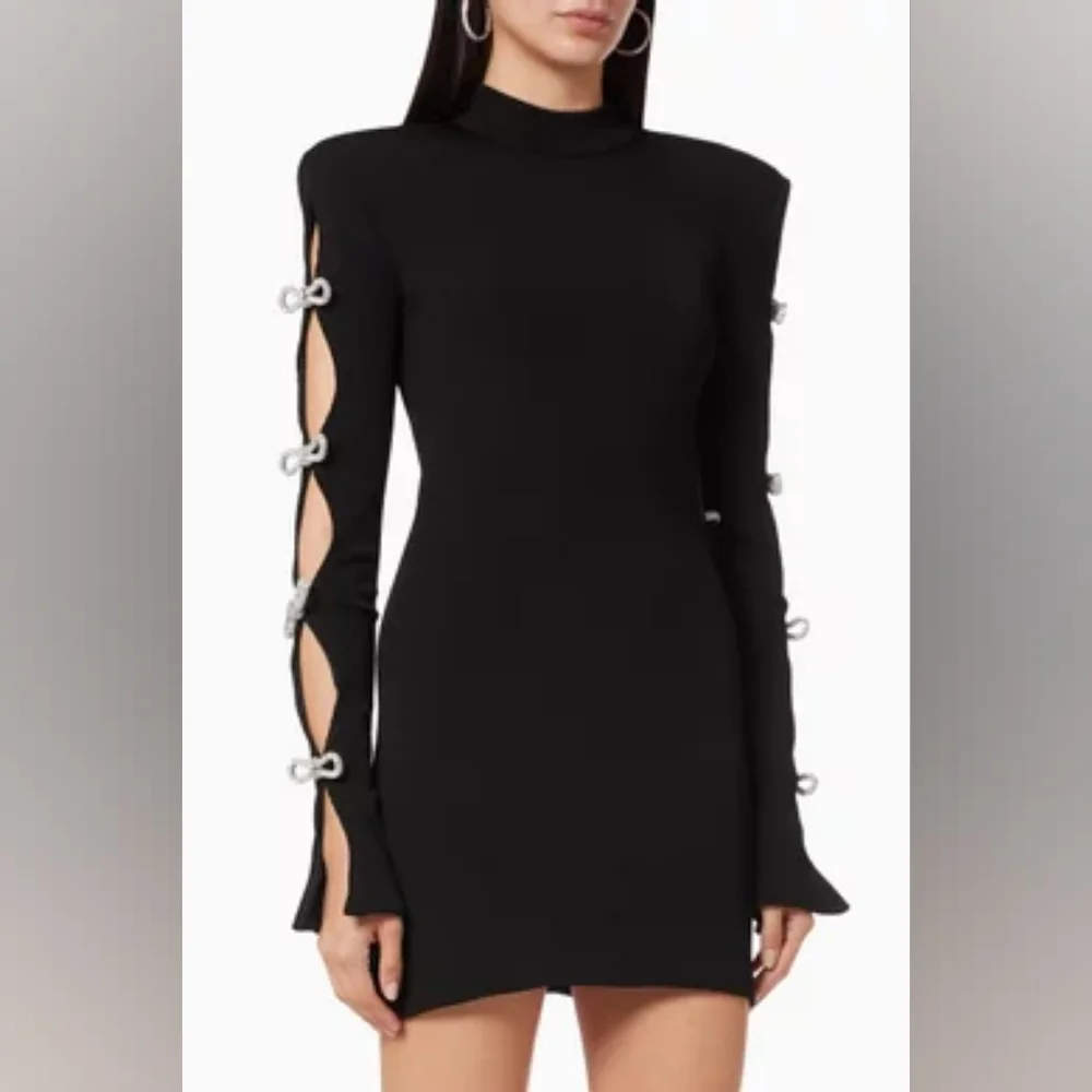 NEW $985 Mach & Mach Crystal-Embellished Cut-Out Minidress - Picture 15 of 16